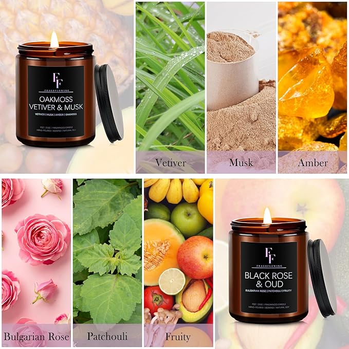 Scented Candles Set, Candles for Home Scented Soy Wax Candle, 4 Pack 28 Oz Aromatherapy Candles Gift Set for Women Men (Patchouli/Vetiver/Sage/Rose) - Bloomnest