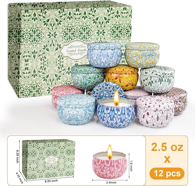 12 Pack Scented Candles Gifts for Women, Natural Soy Candles for Home Scented, Aromatherapy Candle Christmas Gifts Sets for Women, Sister, Friends, Colleague - Bloomnest