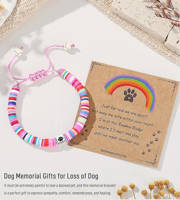 TONY & SANDY Dog Memorial Gifts, Pet Sympathy Rainbow Bridge Pet Memorial Bracelet for Men Women Girls Who Loss of Beloved Dog Cat - Bloomnest