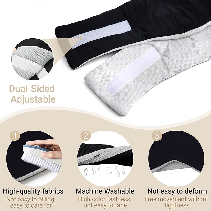 Black/Grey Reversible Cotton Sleep Eye Mask, Full-Coverage Adjustable Breathable Wrap, Ultra-Light Total Blackout Blindfold for Travel Nap, Ready-to-Gift Set for Women Men Teens Adults - Bloomnest
