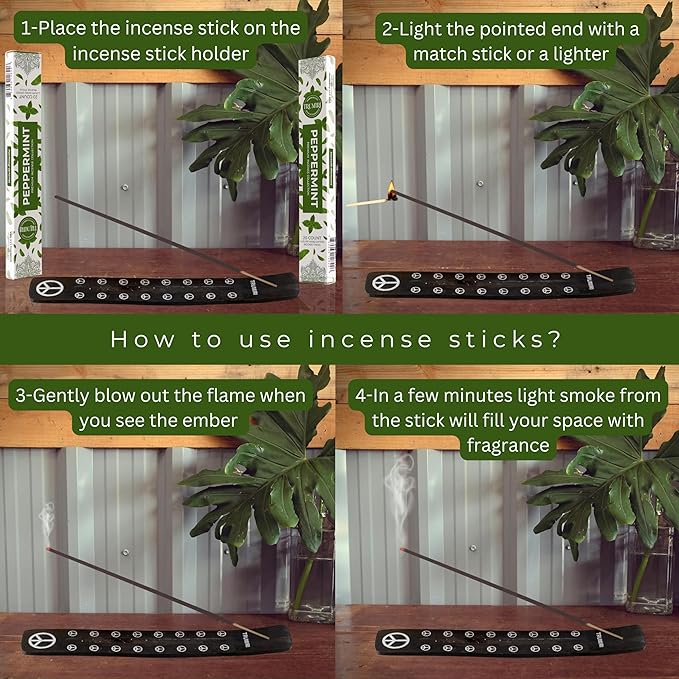 Peppermint Incense Sticks - Total 40 Insence-Sticks - Dual Pack of 20 Insense - Inciensos - Inscents - Natural Non Toxic Ingredients - Incents - Incence - Inscense - Insents TRUMIRI
