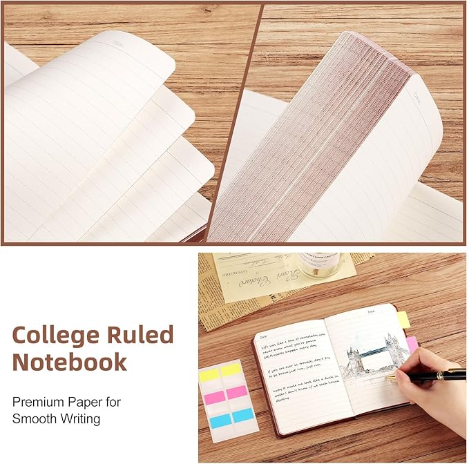 AHGXG Small Lined Pocket Journal Notebook for Men - 256 Numbered Pages College Ruled B6 Mini Journal, Vintage Soft Leather Hardcover, 80gsm Paper, for Women Work Office School, 4.1'' X 5.7''- Brown - Bloomnest
