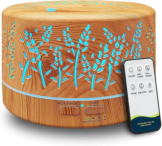 Diffusers for Essential Oils Large Room 600ml,Essential Oil Diffusers for Home with R/C,Cool Mist Humidifier,7 Colors Lights & 3 Mist Mode Waterless Auto Off for Office - Bloomnest