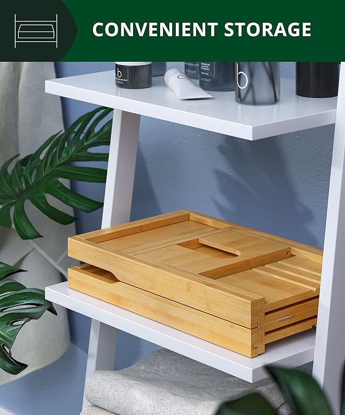ROYAL CRAFT WOOD Bathtub Tray Caddy for Tub, Bamboo Bath Shelf, Premium Foldable Wood Bath Table, Expandable Bathtub & Bathroom Accessories, New Home Gifts for Mom, Housewarming, Anniversary, Wedding - Bloomnest