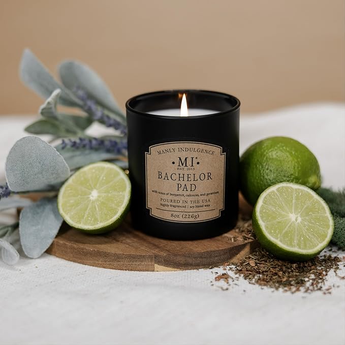 Manly Indulgence Bachelor Pad Scented Candles for Men, Premium Soy Blend Wax, 45H Burn, Candles for Home Scented, Gift-Ready Packaging - Made in The USA - Bloomnest