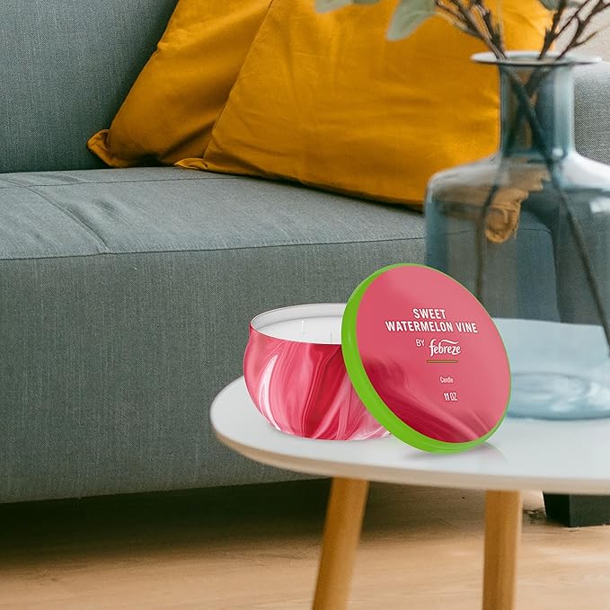 Febreze Scented Candle, Sweet Watermelon Vine Scent, 11 oz 4 Wick Candle, Single Pack - Bloomnest