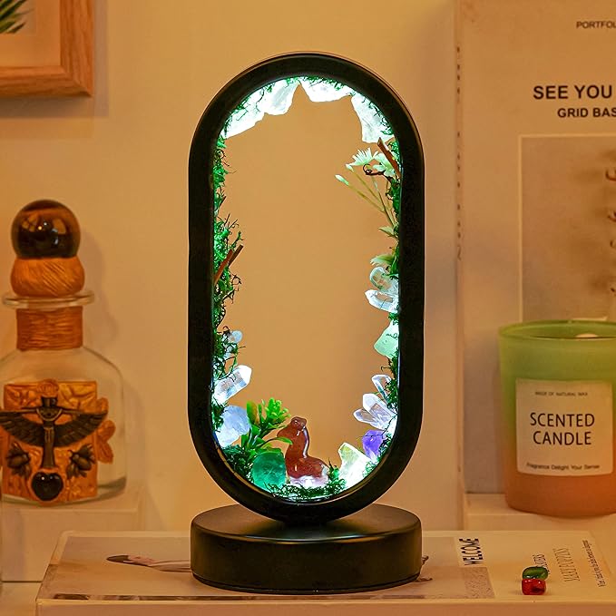 Runyangshi Natural Crystal Night Light LED Bedroom Living Room Night Lamp Oval Quartz Lamp USB Power Bionic Botanical Forest Style Tri-Color Adjustable Ambient Lighting Home Decoration Christmas Gift - Bloomnest