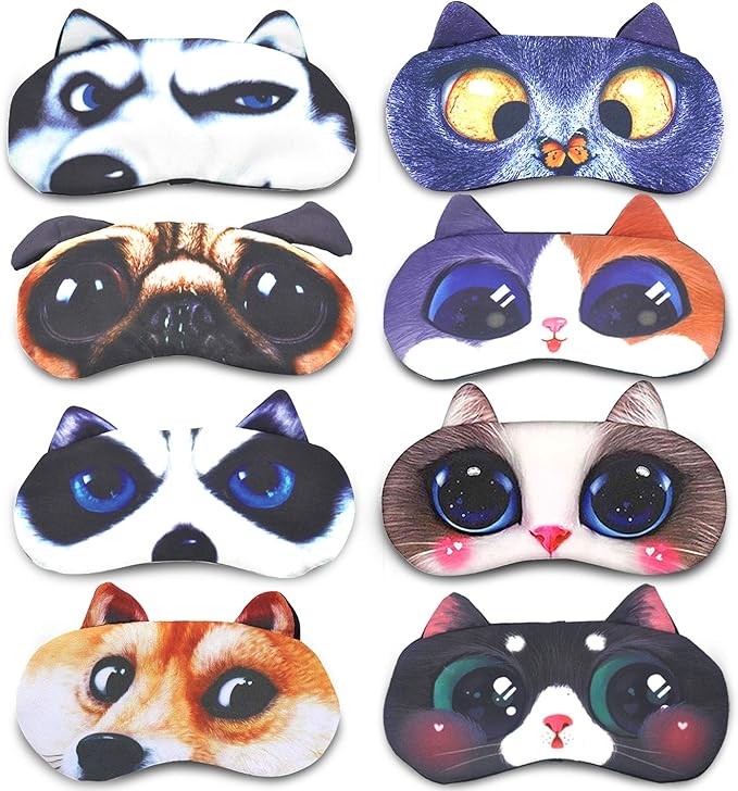 Tphon Sleep Mask for Adult Kids Boys Girls Funny Blindfolds Soft Cute Animal Sleeping Masks with Adjustable Strap for Travel Naps Shift Works Games - Bloomnest