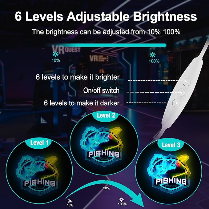 Fishing Neon Sign,Innovative Integral Forming Process,With Dimmable Switch For All Holiday Party and Home Decoration - Bloomnest