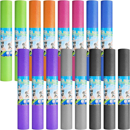 Funtery 16 Pack 3 mm Thick Yoga Mat Exercise Workout Mat Non Slip Fitness Pad for Women Gym Home Yoga Pilates - Bloomnest