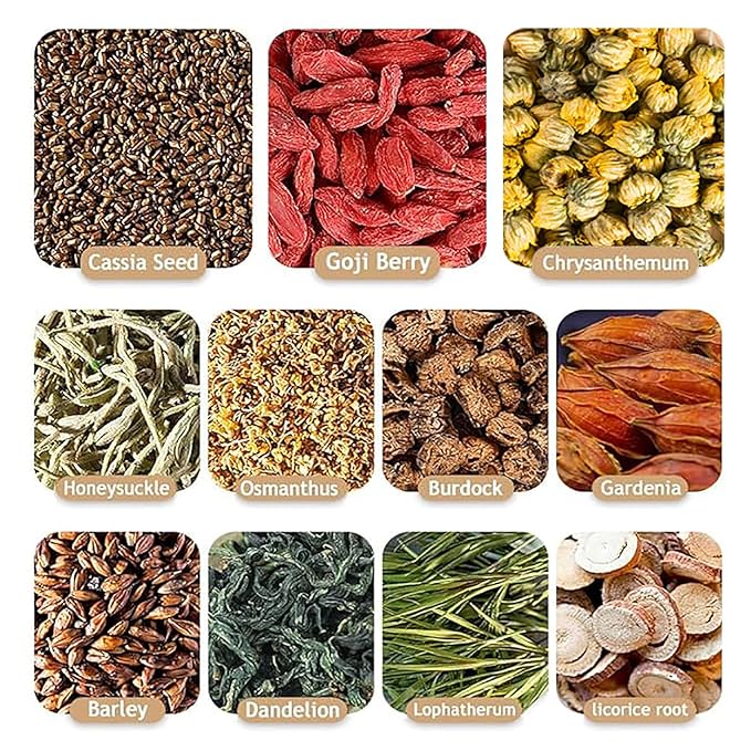 FullChea - Chrysanthemum Cassia Seed Tea Bag, 30 Pcs Teabags for Liver Detox Cleanse 5.29oz / 150g - Burdock Root, Goji Berries, Osmanthus, Dandelion, Licorice, Barley Chinese Herbal Tea - Bloomnest