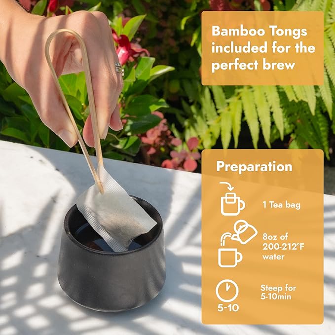 Vital Bloom 120 ct Ginger Tea Bags, Blend With Peppermint, Licorice, Lemongrass and Black Pepper, 100% Natural Ingredients, Bleach Free Tea Bags, Caffeine Free (Free Bamboo Tongs Included) - Bloomnest