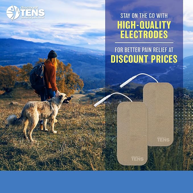 Discount TENS Brand Premium Wired Electrode Pads Compatible with TENS 7000 – 8 Pack of Large 2"x4" Self-Adhesive Replacement Electrodes for TENS EMS Units with 2mm Pin Connectors Discount+TENS