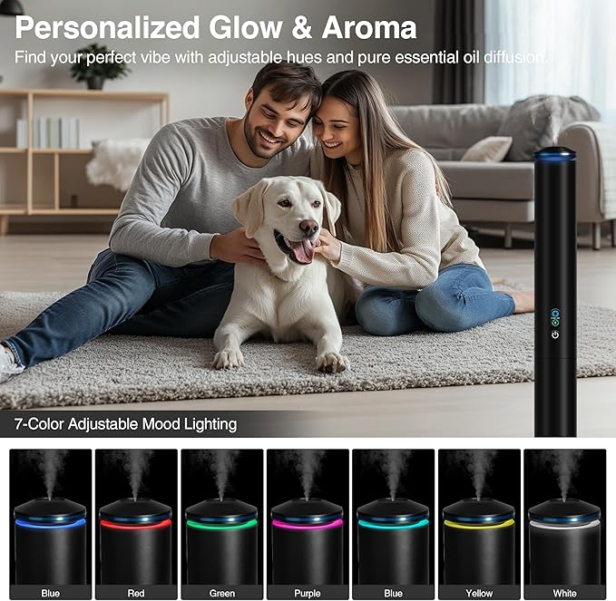Waterless Scent Diffuser Starter Kit - 2000 Sq Ft Coverage, Luxury Hotel Scent Diffuser, Diffusers for Essential Oils Large Room, Included 5 Scent Oils, Remote Control, Black, 40In - Bloomnest