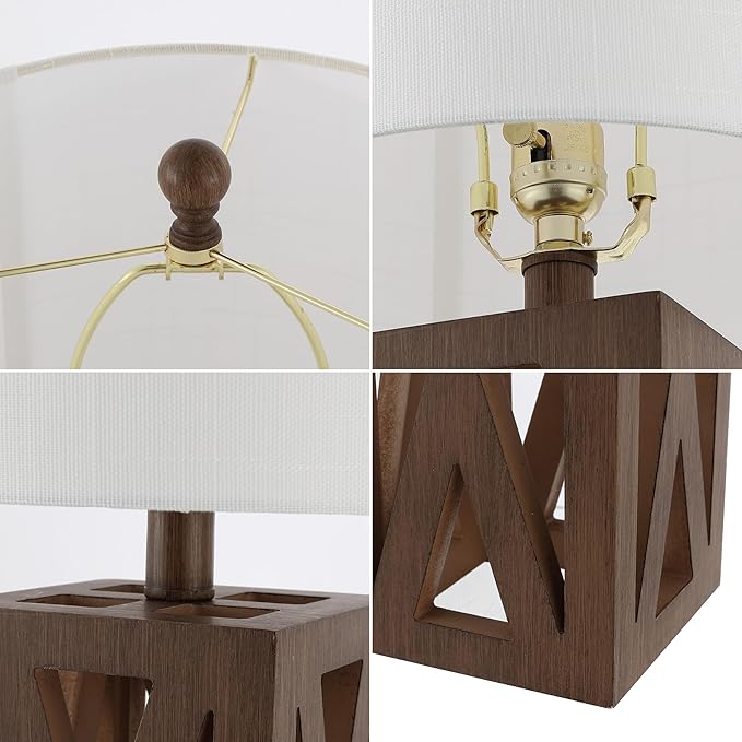 JONATHAN Y JYL1062A-SET2 Stewart 21.5" Wood LED Table Lamp Farmhouse, French Country, Rustic, Bohemian, Bedroom, Living Room, Office, College, Bookcase, Brown (Set of 2) - Bloomnest