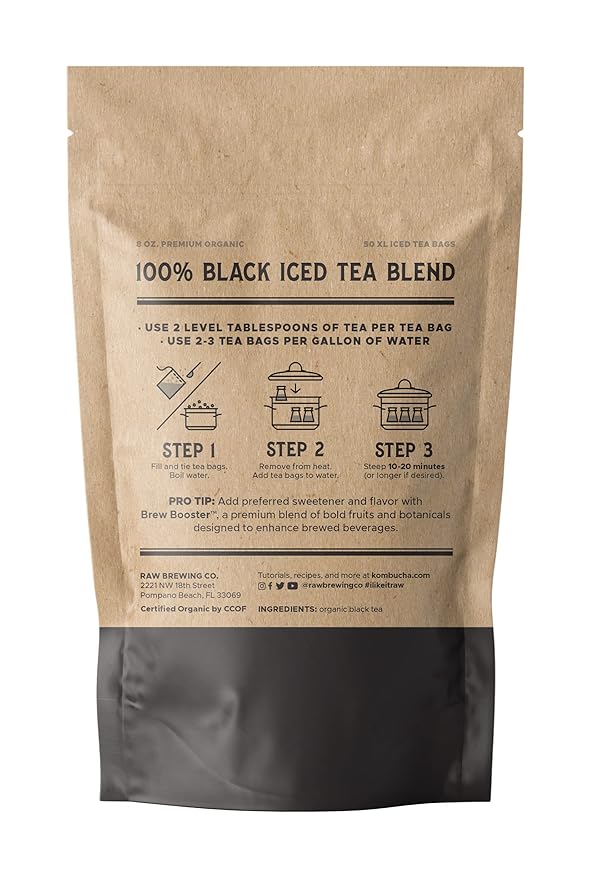 The Southern Standard | Organic Iced Tea Bags – 100% Black Tea Blend | No Microplastics | 50 XL Bags (½ lb, Makes 25 Gallons) - Bloomnest