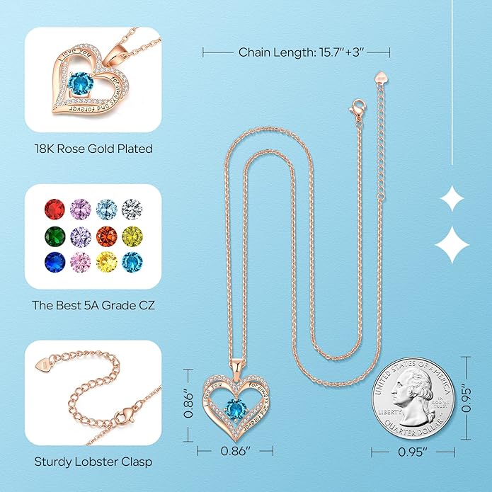 18K Rose Gold Necklaces for Women Birthday Gifts for Women Jewelry for Women Birthday Gifts for Wife Girlfriend Daughter Wife Birthday Gifts for Anniversary Mothers Day Christmas Valentines Gifts - Bloomnest