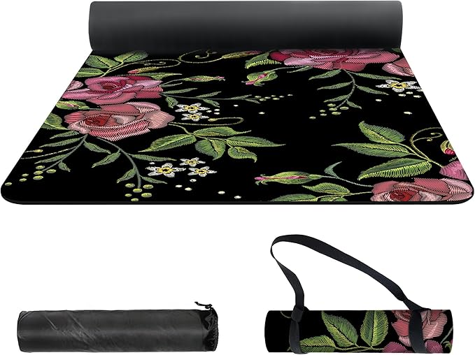 nuveti Yoga Mat Print Extra Thick TPE Non Slip Fitness Exercise Mat with Carrying Bag,72"x24" Extra Thick 6MM Exercise & Workout Mat for Yoga, Pilates Fitness and Floor Exercises - Bloomnest