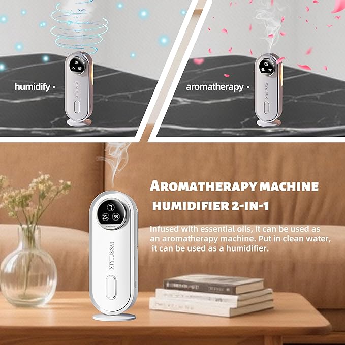 Waterless Essential Oil Diffuser for Home and Car Portable Aromatherapy Diffuser with 7 Mist Modes 1800mAh Rechargeable Battery Operated Scent Diffuser for Large Room Bedroom Office Bathroom - Bloomnest