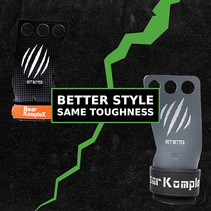 Bear KompleX 2-3 Hole Carbon Hand Grips for Weight Lifting, Cross Training and Gymnastics, Durable Workout Grips with Wrist Wraps, Comfortable Lifting Straps & Workout for Gymnastic Bars - Bloomnest