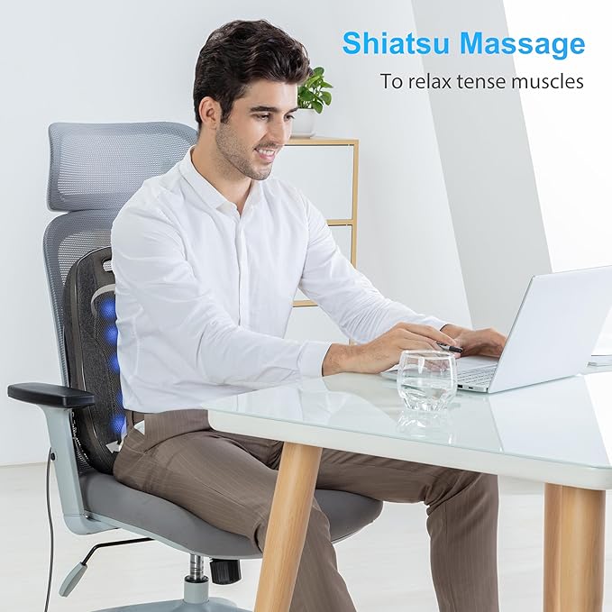 CooCoCo Back Massager for Chair,Shiatsu Back Massage Chair Pad, Deep Tissue 4D Kneading Massage Pillow for Lower Back,Full Body Relaxation, Birthday Christmas Gifts for Mom Dad Women Men Her - Bloomnest