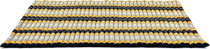 Leewadee - Foldable Floor Mattress - Japanese Roll Up Futon -Trifold Tatami Mat- Guest Floor Bed - Camping Mattress - Thai Massage Mat, Kapok Filled, 75 x 57 inches, Black Orange - Bloomnest