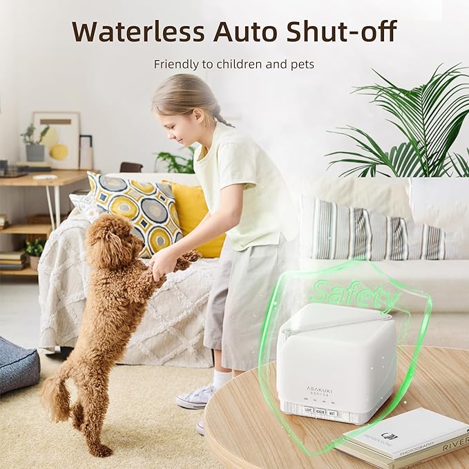 ASAKUKI 700 ml Premium Essential Oil Diffuser, 5 in 1 Ultrasonic Aromatherapy Fragrant Oil Vaporizer Humidifier, Timer and Auto-Off Safety Switch, 7 LED Light Colors - Bloomnest