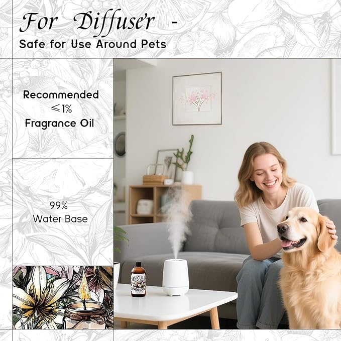 HIQILI Honeysuckle Fragrance Oil for Home Diffuser, Perfect for Candle & Soap Making, Relaxation, Beautiful Gifts - 5.07 Fl Oz HIQILI