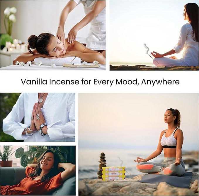 Satya Vanilla Incense Sticks - Bng 15gmx12 Pack With Raajsee Incense Holder Bundle - Nagchampa Natural - Bloomnest