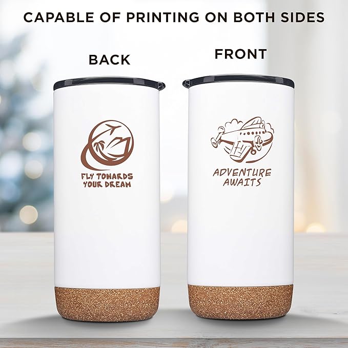 DISCOUNT PROMOS Custom Tumblers Cork Bottom 16 oz Set of 10/50/100 Personalized Bulk Pack Double Wall Insulated Matte Finish Iced Coffee Soda - White - Bloomnest