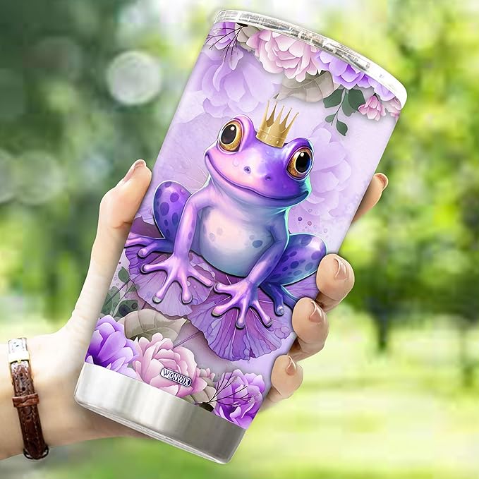 Personalized Frog Tumbler Frogs Gifts Customized Name Mug Water Bottle Cute Kawaii Purple Birthday Christmas Valentine Gift For Women Ideas 20oz Insulated Stainless Steel Coffee Cup With Lid - Bloomnest