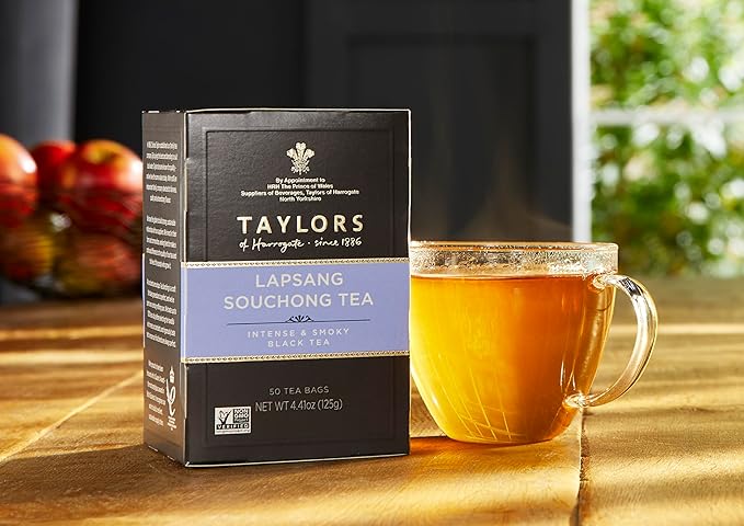 Taylors of Harrogate Lapsang Souchong, Black Tea, Pillow Tea Bags, 50 Count (Pack of 6), Smoky, Rich and Strong, Caffeinated, Enjoy Hot or Iced, 300 Teabags Total - Bloomnest