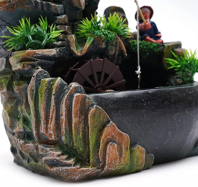 11.81" Tabletop Waterfall Bonsai Desktop Rockery Fountain Indoor Mini Rockery Water Fountain with Automatic Pump and LED Light, Home Office Bedroom Humidifier Desk Decorate - Bloomnest