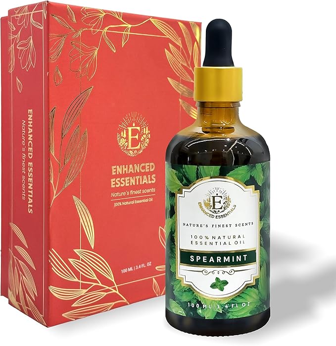 Luxurious Spearmint Essential Oil by Enhanced Essentials|Pure, Highly Concentrated & Slow Distilled Oils for Home,Aromatherapy,Gifting,Soap & Candle Making| Ideal for Businesses| 3.38 fl oz (100 ml) - Bloomnest