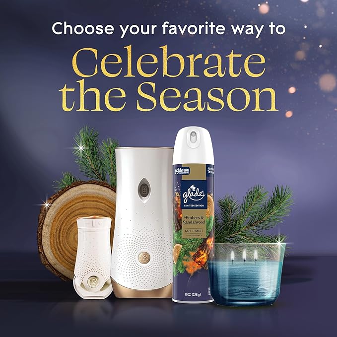 Glade 3-Wick Scented Candle Jar, Embers & Sandalwood, Air Freshener Infused with Essential Oils, 6.8 Oz, 3 Count - Bloomnest