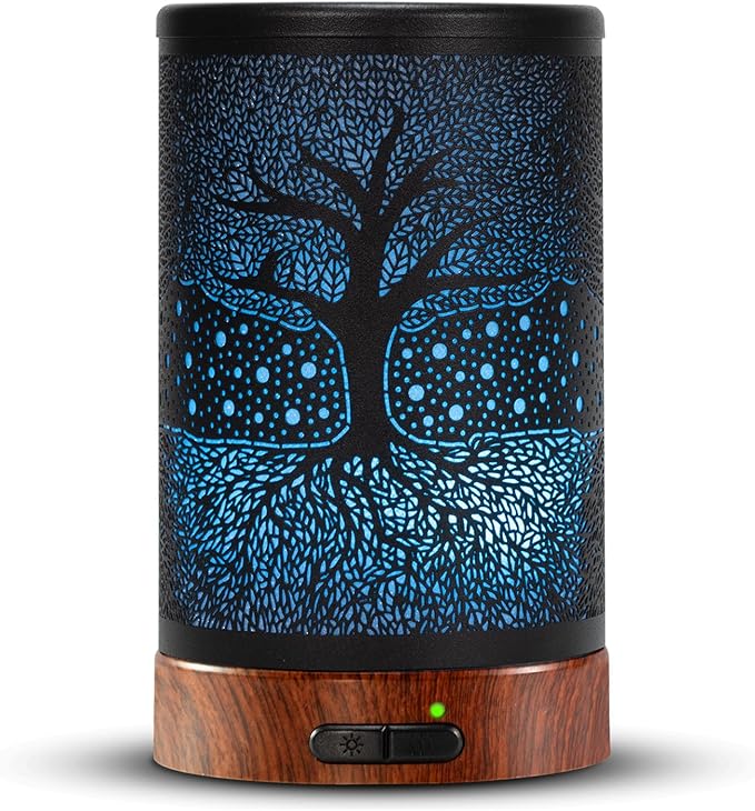 Aromatherapy Essential Oil Diffuser 150ml- Electric Cool Mist Aroma Diffuser with Intermittent Mode, Auto Shut-Off Protection, 7 Colors Changing LED Light for Home Office Decor & Gift (Life Tree) - Bloomnest