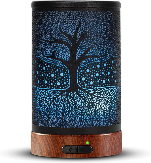 Aromatherapy Essential Oil Diffuser 150ml- Electric Cool Mist Aroma Diffuser with Intermittent Mode, Auto Shut-Off Protection, 7 Colors Changing LED Light for Home Office Decor & Gift (Life Tree) - Bloomnest