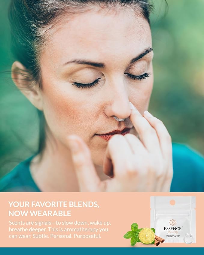 Essence Wearable Aromatherapy Nasal Diffuser – Immunity Blend Essential Oil Nose Ring – Personal Scent Clip for Travel, Work & Everyday Use – Made in USA - Bloomnest