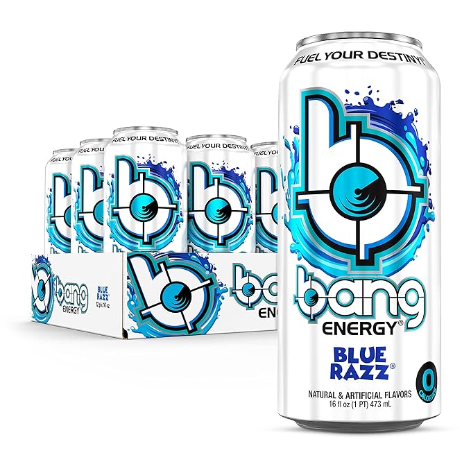 Bang Energy Blue Razz, Sugar-Free Energy Drink, 16-Ounce (Pack of 12) - Bloomnest