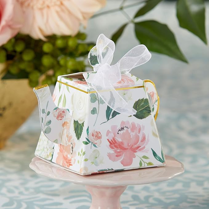 Kate Aspen Vintage Floral Tea Party Teapot Favor Boxes (Set of 24) - Perfect for Wedding Favors For Guests, Bridal Showers Brunches, Baby Showers, Birthdays - Bloomnest