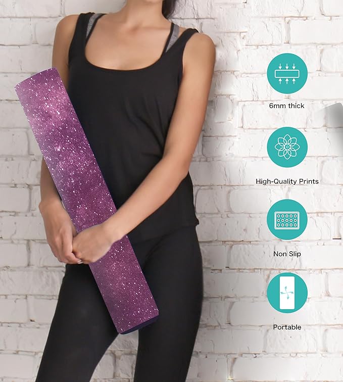 Non Slip Yoga Mat TPE Workout Mat for Men Women, Thick Workout Mat with Carrying Strap, Fitness Mats for Exercise, Yoga, Fitness, Pilates, Floor Workouts (72" x 24" x 6mm) - Bloomnest