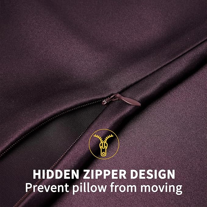 ZIMASILK 100% Pure Mulberry Silk Pillowcase for Hair and Skin Health,Soft and Smooth,Both Sides Premium Grade 6A Silk,600 Thread Count,with Hidden Zipper,1pc (Queen 20''x30'',Eggplant Purple) - Bloomnest
