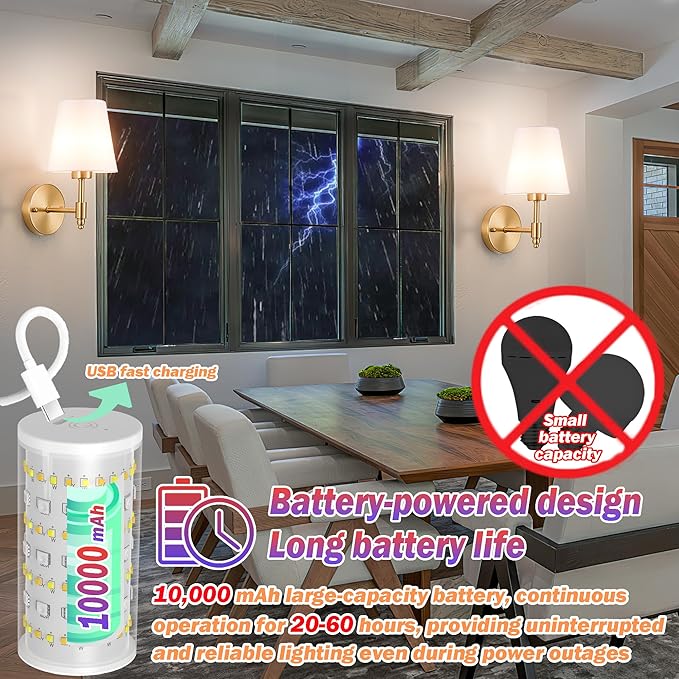 Battery Operated Wall Sconces Set of Two, Wireless Battery Wall Light with 10000mAh RGB Dimmable Magnetic Bulb and Remote, Rechargeable Sconce Wall Decor for Bedroom Living Room Hallway - Bloomnest