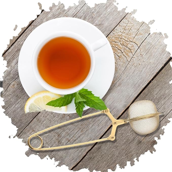Yinder 20 Pcs Loose Leaf Tea Infuser Stainless Steel Mesh Snap Tea Ball Strainers with Handle Metal (Gold)