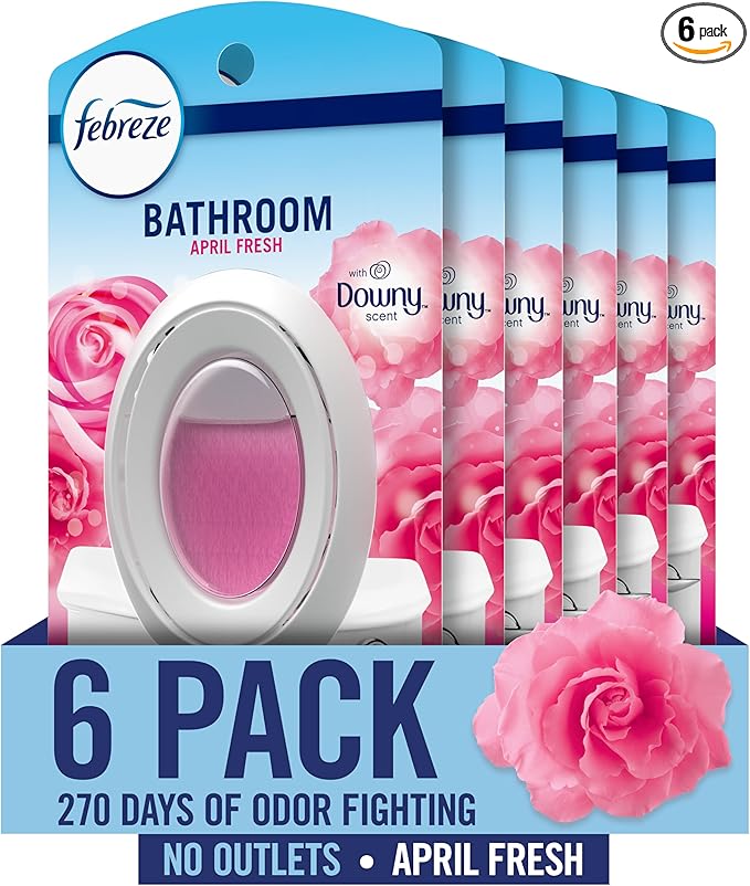 Febreze Bathroom Air Freshener, Odor-Fighting, Plug In Alternative, Air Fresheners for Home and Bathroom and Kitchen, Closet Air Fresheners, Downy April Fresh Scent, 6 Count - Bloomnest