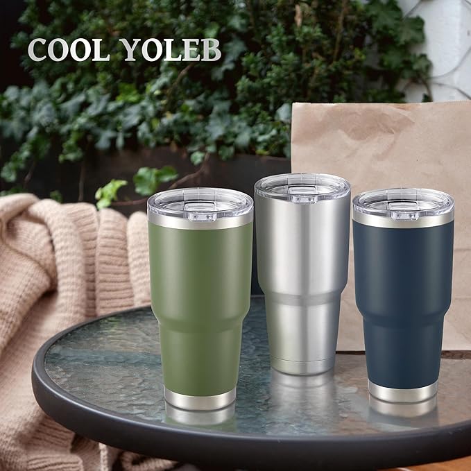 30 oz Tumbler with Lid Stainless Steel Tumblers Bulk Vacuum Insulated Cup Reusable Powder Coated Travel Mug Double Wall Leak Proof Cups Keep Cold Drinks for 12 Hours Stainless, Set of 4 - Bloomnest