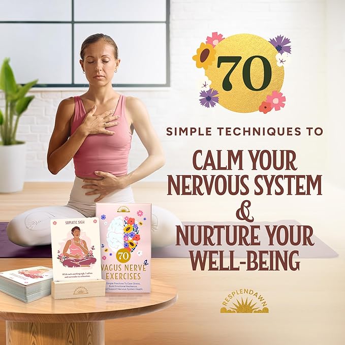 70 Vagus Nerve Exercises - Cards for Nervous System Regulation - Polyvagal Theory Techniques to Reduce Stress & Anxiety on 3.5" x 5" Cards - Breathwork, Mindfulness, Movement & Sensory Exercises Resplendawn