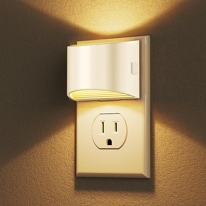 DORESshop LED Night Light[2 Pack], Night Lights Plug into Wall, 3 Level Brightness Adjustable Plug in Night Light, Dusk to Dawn Sensor Nightlights for Adults,Bedroom,Bathroom,Hallway,3000K White Cover - Bloomnest