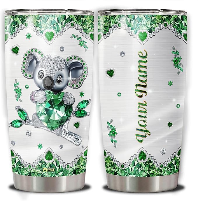 WAZONE Personalized Koala Coffee Tumbler With Lid Custom Name Travel Mugs For Adults Teen Kids Koalas Lovers Stainless Steel 20oz 30oz Vacuum Insulated Drinking Cup Birthday Christmas Gifts - Bloomnest