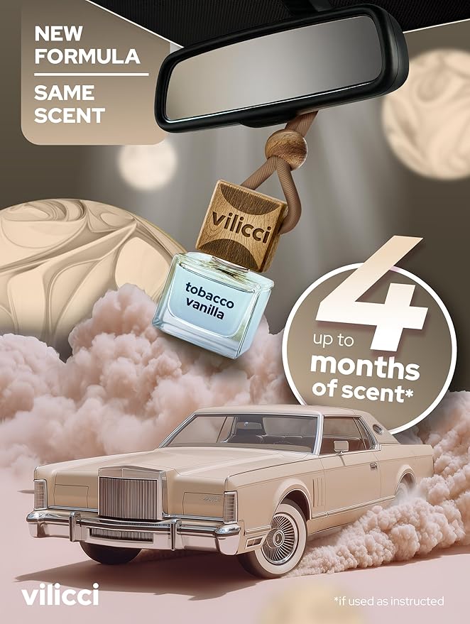 Vilicci Tobacco Vanilla Car Fragrance (pack of 2) – Premium Auto Perfume & Car Air Freshener | Sophisticated & Timeless Scent | Long-Lasting (Up to 120 Days) | Odor Eliminating | Vegan, Cruelty-Free - Bloomnest